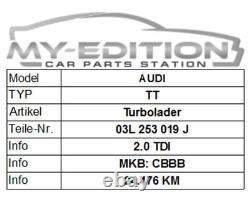 Audi A3 A4 8K A6 Q5 Tt VW Golf Passat Seat Skoda 2.0 Tdi Turbo 03L253019J